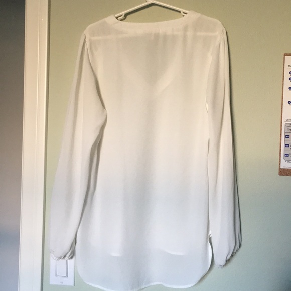 White Long Sleeve Sheer Blouse - Picture 2 of 3